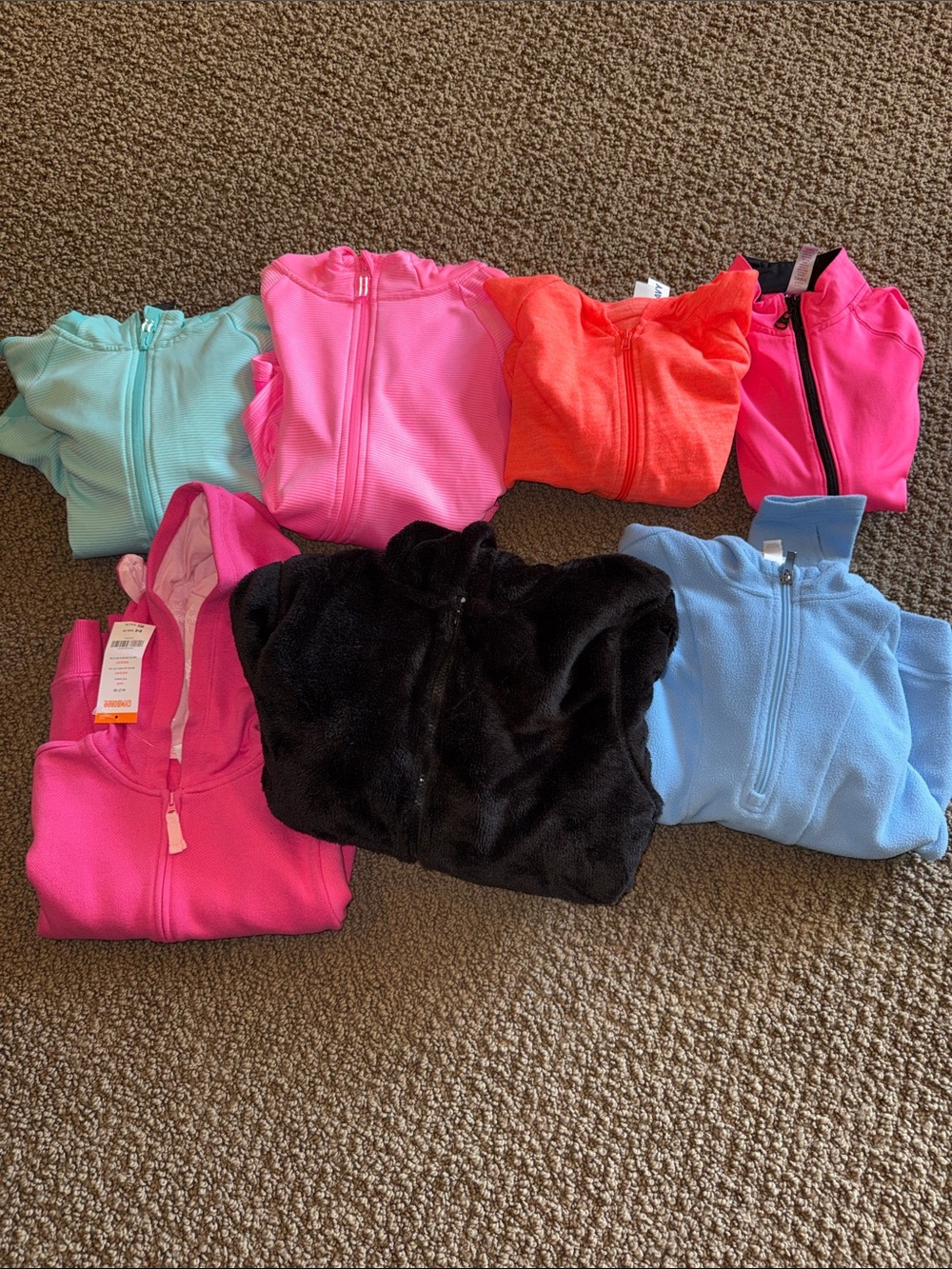 Girls bundle of 7 hooded zip sweatshirts size 7/8 NWT or like new various brands